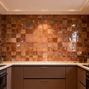 Piastrella Quadrata <span class=keywords><strong>in</strong></span> Ceramica Artigianale Tonalità Rame Terracotta, Piastrella Rustica da Parete per Paraschizzi Cucina, Ingrosso per Progetti Hotel e Ville - Product Image 3