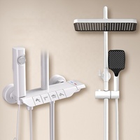Nouveau robinet de douche mural chaud et froid gris canon de fusil, système de douche noir piano, mitigeur de baignoire, ensemble de douche de pluie