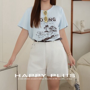 เสื้อยืดแขนสั้นคอกลมพิมพ์ลายสุนัขสำหรับผู้หญิง Runqi สีขาวฟ้าอ่อน ผ้าเจอร์ซีย์ระบายอากาศได้ดี ไซส์พลัส - Product Image 2