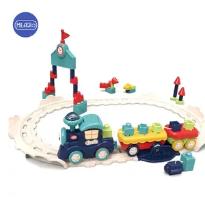 Educational DIY assembly car toy track building blocks christmas toy train railway