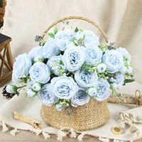 Bouquet de fleurs de pivoine artificielles réalistes en soie, blanc, fait main, moderne, pour mariage, décoration de centre de table pour la maison ou les fêtes