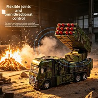 Lanceur de missiles électrique en alliage 1:32, jouet militaire sonore et lumineux avec canon à ressort, canon à canon coulissant, voiture de jouet d'intérieur musicale
