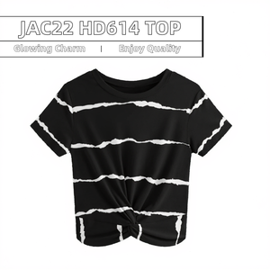 Camiseta Casual de Verano JAC22 HD614 con Cuello en V Holgado, Manga de Pétalo, Transpirable, de Poliéster, con Decoración de Logotipo - Product Image 2