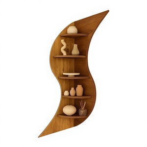 Étagères d'angle suspendues en bois uniques, étagère flottante pour mur - Product Image 1