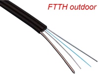 Cable de Fibra Óptica Sunet GJYXCH para Exteriores/Interiores, 1-4 Hilos, 3 Alambres de Acero, FRP 2.5mm, FTTH, Guangdong, China, 15 Años, G657A/G652D, LSZH/PVC