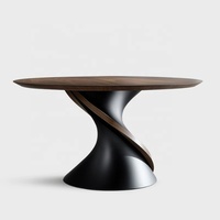 Italienischer Minimalistischer Massivholz-Esstisch, Hochwertiger Runder Tisch für Wohnzimmer, Heimgebrauch, Designer, Kreativer Vintage-Stil
