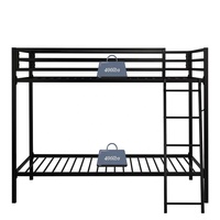 Lit double convertible Hengli au design moderne, entièrement en acier, avec revêtement en tissu, finition noire, métal durable
