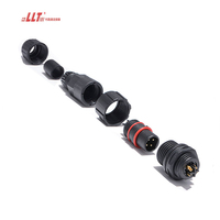 Conector Impermeable LLT M16 IP68 de 15A, 4 Pines, con Bloqueo de Tornillo, para Exteriores, Montaje en Panel, Conectores Hembra y Macho de 4 Pines