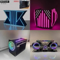 Bar lumineux à vin de haute qualité affichage 3D comptoir de cabine de DJ discothèque logo personnalisé meubles de Table LED éclairés en acier inoxydable