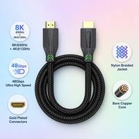 Câble HDMI 2.1 certifié ultra haute vitesse 8K 48 Gbps 8K60Hz 4K120Hz 10K HDR plaqué or tressé en nylon pour PS5 Xbox TV