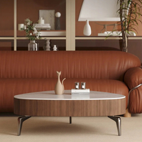 Table basse triangulaire moderne et simple en pierre frittée de 36 pouces, avec tiroir de rangement, idéale pour les salons et les hôtels