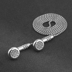 New Arrivals Stainless Steel Headset Design Charm Earphone Pendant Necklace Earplug Gold Steel Color - Product Image 1