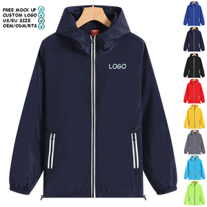Chaqueta Ligera con Cremallera Reflectante y Logotipo Personalizado para <span class=keywords><strong>Hombre</strong></span> y Mujer, Cortavientos, Impermeable, con Capucha, para Deportes, Senderismo, Viajes, Otoño y Primavera - Product Image 1