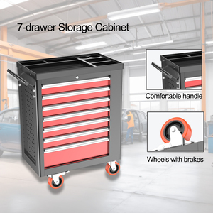 Chariot à outils professionnel à 7 tiroirs roues de verrouillage de comptoir anti-salissure pour atelier de mécanicien de salon de coiffure de <span class=keywords><strong>garage</strong></span> OEM - Product Image 4