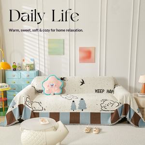 <span class=keywords><strong>Housse</strong></span> <span class=keywords><strong>de</strong></span> canapé en chenille anti-griffures pour chat, respirante, motif dessin animé mignon, antidérapante, couverture intégrale, universelle quatre saisons - Product Image 4