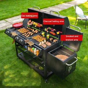 Large <strong>Dual</strong>-Use Gas &amp; Charcoal BBQ Grill Pan 5 Burner Metal Outdoor Portable <strong>Barbecue</strong> with Modern Style for Home &amp; Commercial Use - Product Image 4