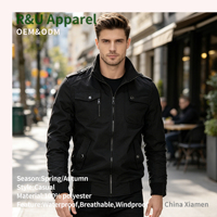 Veste pour homme avec logo personnalisé, coupe-vent, imperméable, noire, décontractée, style bomber