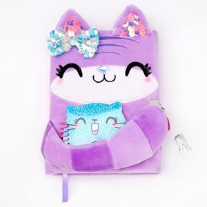 2022 Furry Purple Cat Plush <strong>Lock</strong> Diary for Girls, Purple - Product Image 1