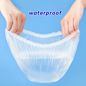 Bonnets <span class=keywords><strong>de</strong></span> douche jetables en PE pour femmes, couverture <span class=keywords><strong>de</strong></span> cheveux imperméable pour le traitement du <span class=keywords><strong>bain</strong></span>, <span class=keywords><strong>bonnet</strong></span> <span class=keywords><strong>de</strong></span> douche en plastique <span class=keywords><strong>blanc</strong></span> et bleu <span class=keywords><strong>de</strong></span> qualité - Product Image 5