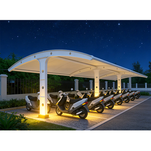 Fabricant de structures de carport solaire cantilever en acier galvanisé avec membrane PVDF, abri de stationnement extérieur, abri de voiture, garage, abri pour véhicules - Product Image 4