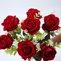 Rote Samt künstliche Burgunder Rosen Hochzeit Bühnen dekoration Blumen für Muttertag und Back to School MOQ 50 Pcs