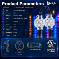 Chaîne lumineuse RGBW 30 mm UCS2904 SMD5050 DC12V IP67 étanche, lumière ponctuelle à pixels pour éclairage décoratif architectural de pignon et de corniche