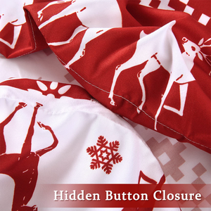 Skin-Friendly Bedding Sets 8 Corner Ties Prevent Slipping Christmas Decorations Printed <strong>Red</strong> <strong>Duvet</strong> <strong>Covers</strong> - Product Image 4