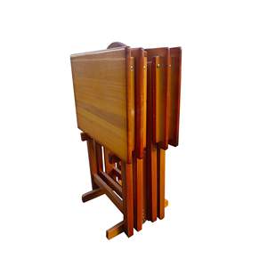 Lot de 4 plateaux pliants pour table snack avec étagère de rangement Solution de rangement pratique et peu encombrante - Product Image 4