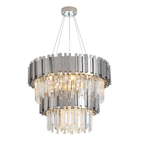 Lustre LED suspendu en cristal au design moderne, couleur jaune or et chromé, produit de luxe, éclairage d'intérieur, luminaire décoratif de plafond - Product Image 1