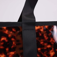 Sac fourre-tout transparent en PVC imprimé écaille de tortue avec logo personnalisé, sac à main transparent effet écaille de tortue avec poignées robustes
