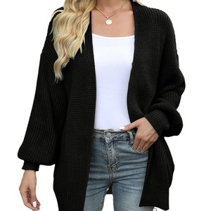 Cappotto 2025 da donna con maniche a lanterna Cardigan <span class=keywords><strong>in</strong></span> maglia di lana grossolana lungo nuovo stile autunno <span class=keywords><strong>inverno</strong></span> con tasche - Product Image 5
