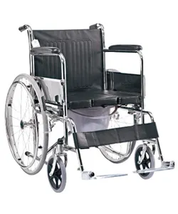 Elderly disabled wheel chair folding portable steel plating chrome plated toilet orthopedic wheelchair