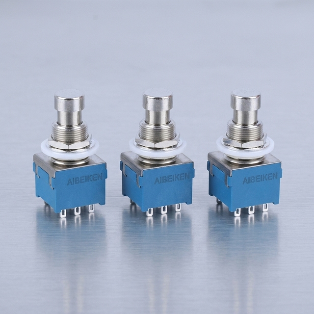 Hot Sale 3PDT Electric 12V 9 Pin ON-ON Latching Foot Switch for Guitar Effects Pedal Push Button Switch