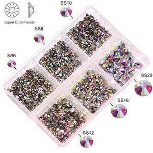 Oleeya Factory Bulk Wholesale Price 1200pcs Mixed 6 Sizes Crystal AB Rhinestones Glass Non Hotfix Nail Rhinestones - Product Image 5