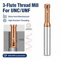 Fraise à fileter 3 dents UNC UNF pour acier, en carbure monobloc revêtu, pour usinage CNC, usage général, haute vitesse, spirale profonde, précision