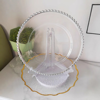 Assiettes de Présentation Rondes en Plastique Transparent de 13 Pouces avec Bord Perlé pour Mariages, Décoration de Table et Événements Festifs