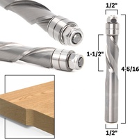 CNC fraises en bout roulement en carbure monobloc guidé 2 cannelures garniture affleurante mèche de toupie-spirale Upcut/Downcut-1/2 "tige