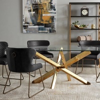 Table de salle à manger de luxe, forme rectangle, en verre et acier inoxydable, table moderne, haute qualité, livraison gratuite