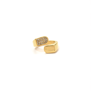 Fashion <b>Rings</b> 316L Stainless Steel PVD Gold Plating Sustainable Resistant <b>Statement</b> <b>Ring</b> For Women Men - Product Image 2