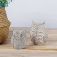 Sculptures rustiques Lianda en ciment pour décoration intérieure, table d'appoint avec hibou, figurines et bibelots pour la maison et le bureau