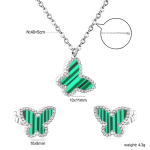 Stainless Steel Butterfly Jewelry <b>Set</b> For Women Party Fashion Earrings And <b>Necklace</b> <b>Silver</b> Gold Black Green - Product Image 5