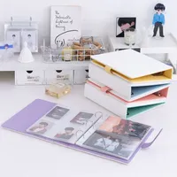 Classeur à anneaux A5 color block avec porte-cartes photo en PU scintillant pour collection de cartes photo