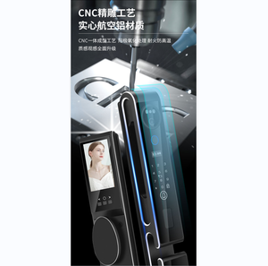 Qleung S666 카드 키 코드 Tuya APP 홈 아파트 스마트 도어록 클래식 블랙 얼굴 지문 인식 인터콤 - Product Image 6