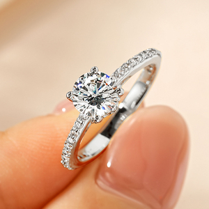 Cổ Điển Bạc Mạ Vàng Engagement Ring Phụ Nữ Ngón Tay Vòng 6.5Mm 1.0ct Cubic Zirconia Nhẫn Cưới Cô Dâu Nhẫn Cho Phụ Nữ - Product Image 2