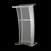 Conception pliable assemblage facile support de podium en plexiglas transparent pupitre chaire en acrylique pour sol
