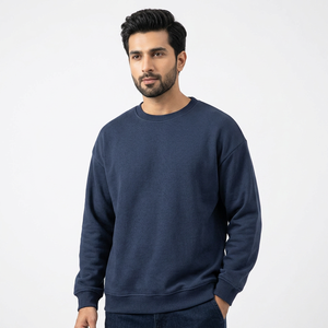 Sudadera con capucha y media cremallera para hombre, extragrande, de invierno, azul marino, de poliéster/algodón, terciopelo, alta calidad - Product Image 1