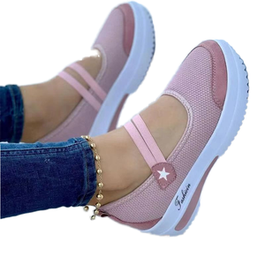 Zapatos Casuales de Talla Grande con Plataforma, Suela Gruesa de PVC, Parte Superior de Lona y Malla Transpirable, Estilo Slip-on - Product Image 2