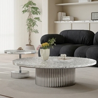 Table basse en acrylique à bords ondulés, style italien, crème, luxe léger, moderne et minimaliste, pour petit appartement, usage domestique, table d'appoint