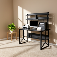 Bureau de jeu YuantuDurable en panneau MDF, système de rangement à plusieurs niveaux, structure robuste, table d'ordinateur pour jeux et travail