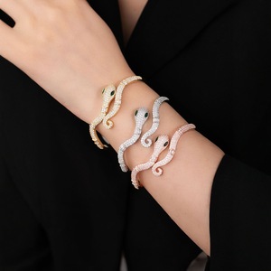 Snake <b>Bracelet</b> Gold Rose Gold Silver Diamond Plated <b>Copper</b> Jewelry Gift Spring 2024 Yiwu Origin - Product Image 1